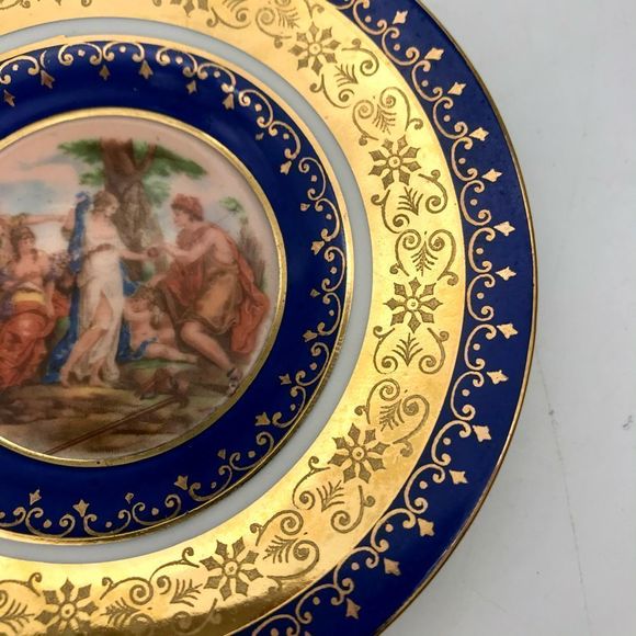 Rosenthal China Portrait Demitasse Tea Cup & Saucer Heavy Gold & Blue - Picture 4 of 12